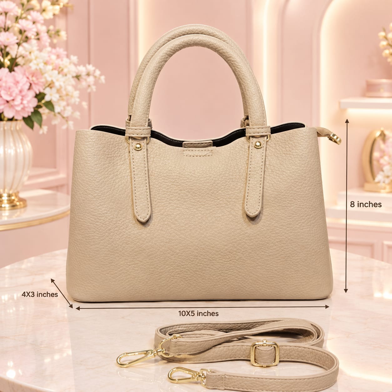 Imported Luxe PU Leather Women's Satchel Handbag | 3-Divider Shoulder Bag for Work & Parties