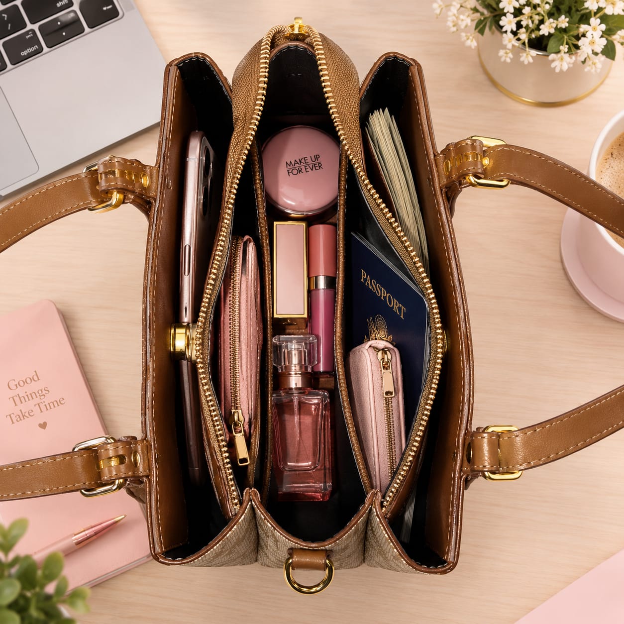 Imported High Quality PU Hand Bag Office Bags for Women | 2-Compartment Elegant Carryall
