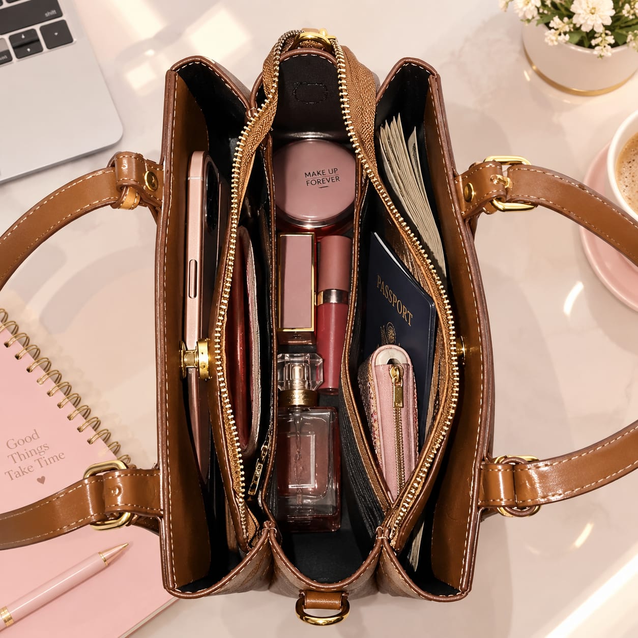 Imported High Quality PU Hand Bag Office Bags for Women | 2-Compartment Elegant Carryall