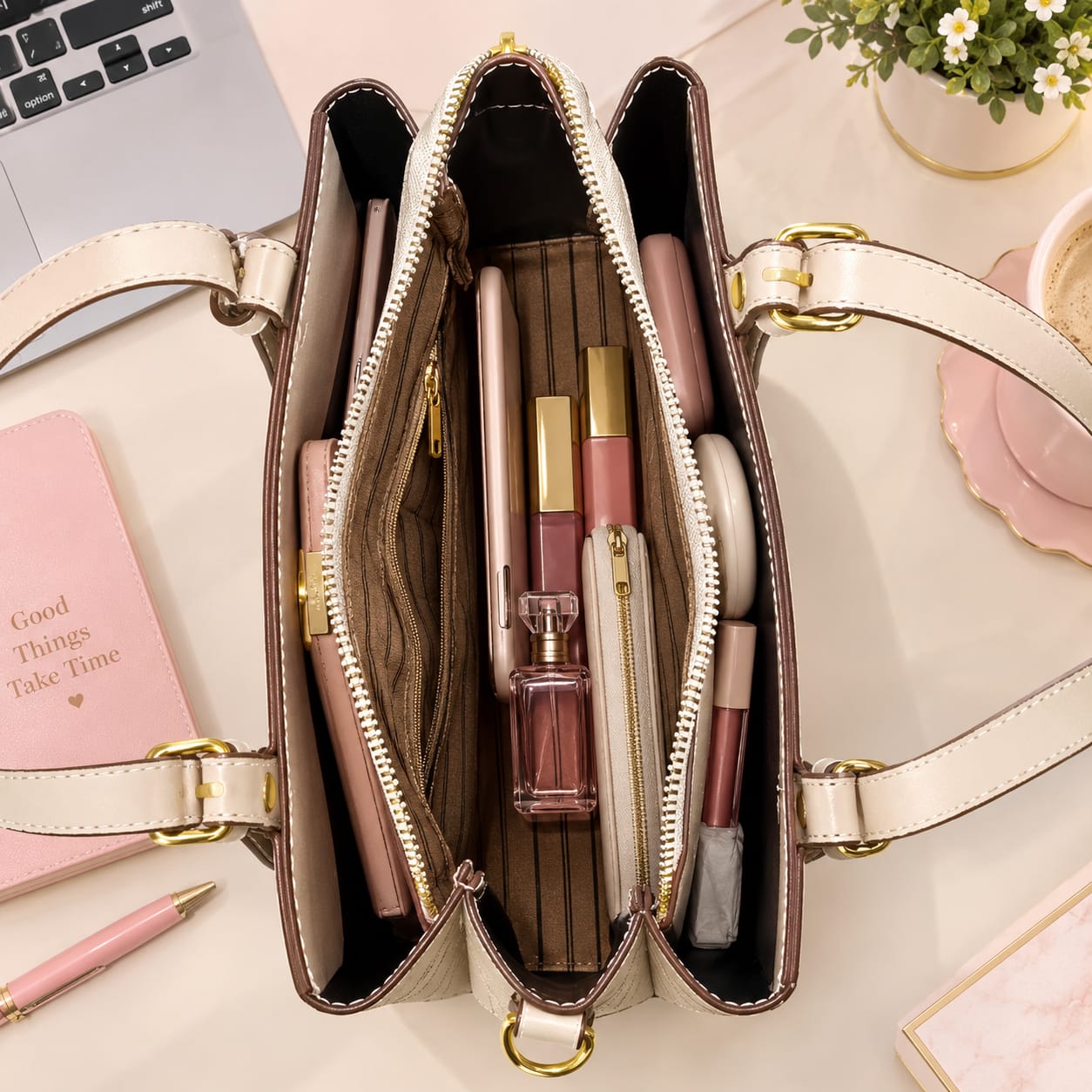 Imported High Quality PU Hand Bag Office Bags for Women | 2-Compartment Elegant Carryall