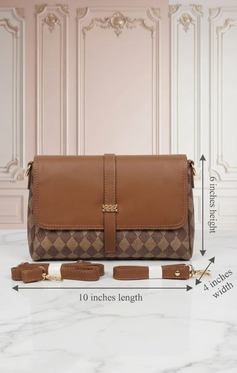 Imported High Quality PU Sling Bags Side Bags for Women | 2-Compartment Crossbody Bag with Flap Closure