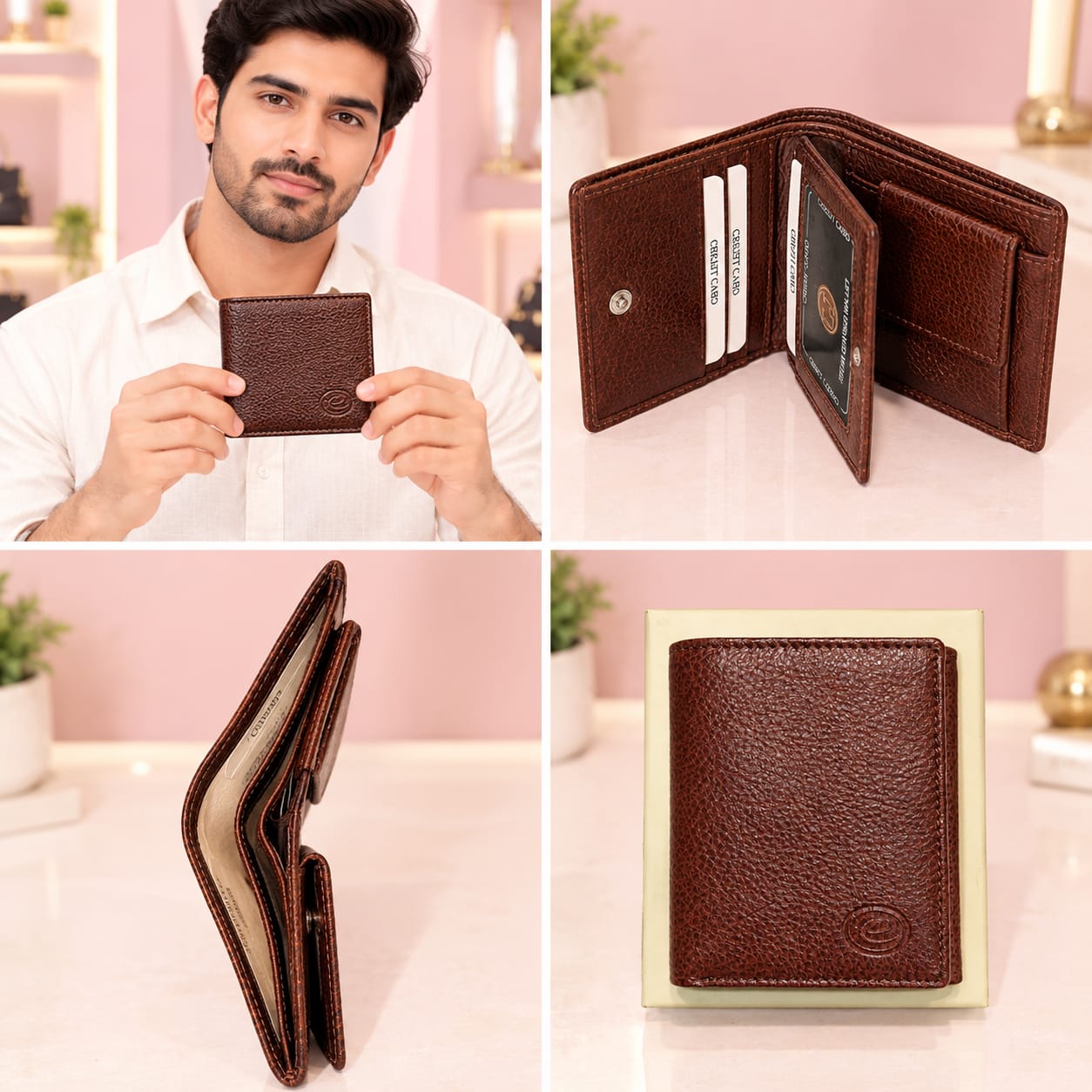 ELIANCE Pure Leather 3 Fold Men Leather Wallet for Cash, Cards & Coins