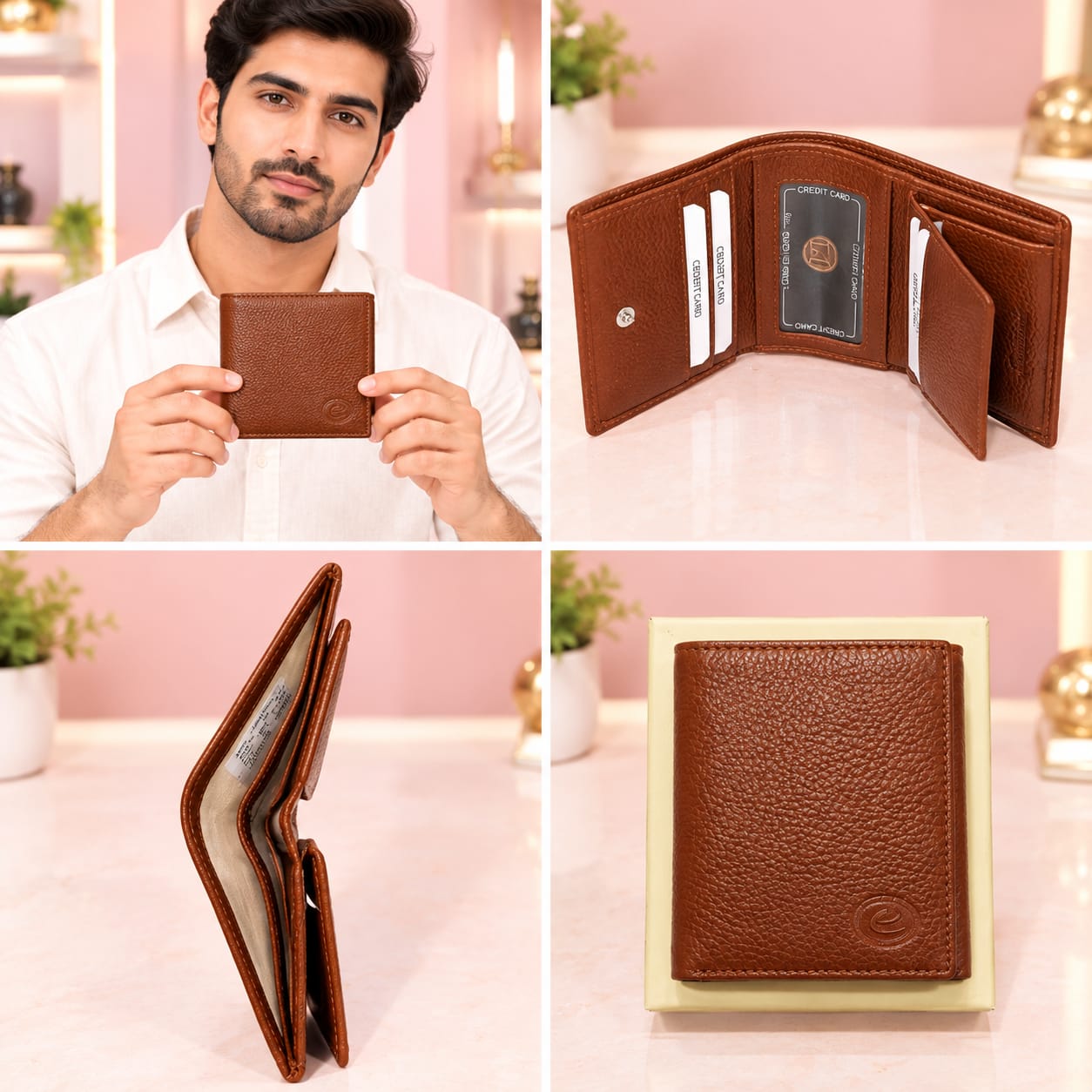 ELIANCE Pure Leather 3 Fold Men Leather Wallet for Cash, Cards & Coins