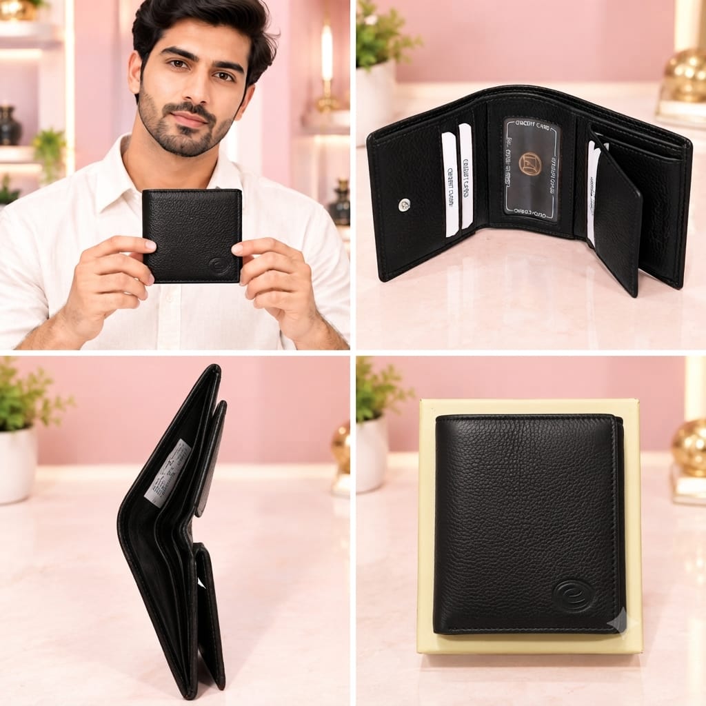 ELIANCE Pure Leather 3 Fold Men Leather Wallet for Cash, Cards & Coins