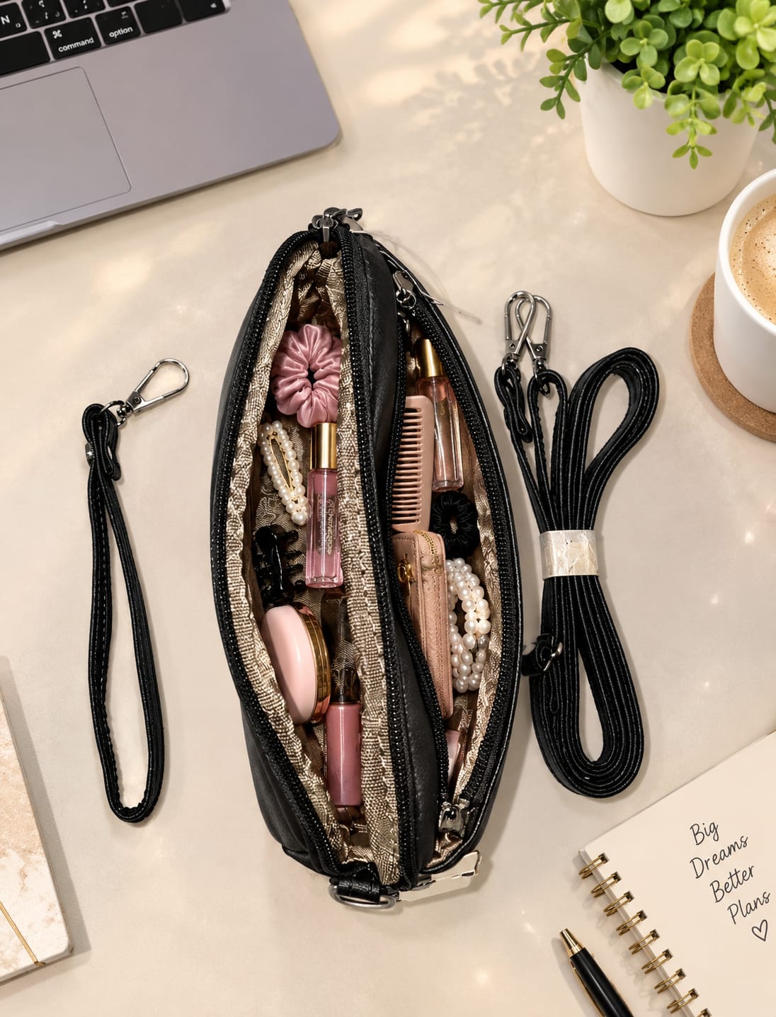 FLAUNT IT Soft PU HAND KIT WITH STRING for Cash, Cards, Coins & Mobile