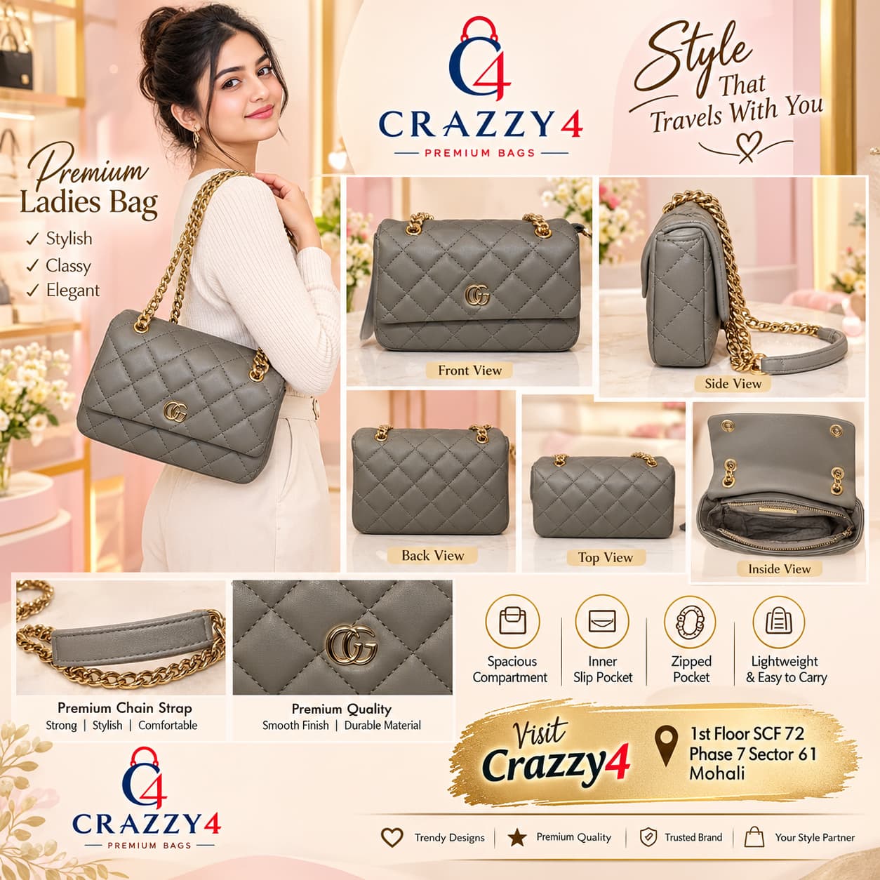 Imported High Quality PU Sling Bag for Party & Daily Use